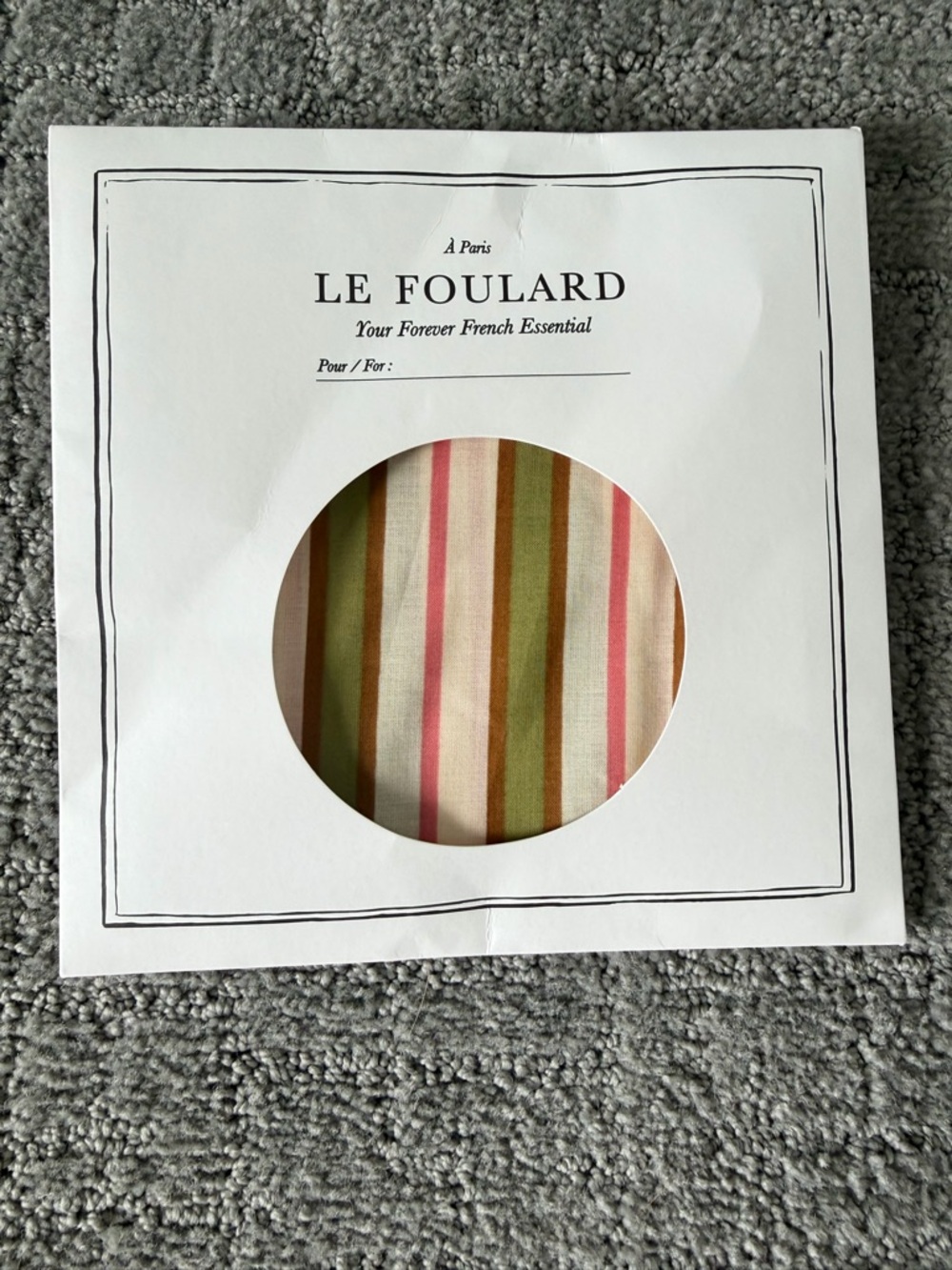 Sezane Striped Foulard Scarf in Pink, Green, Tan, Cream